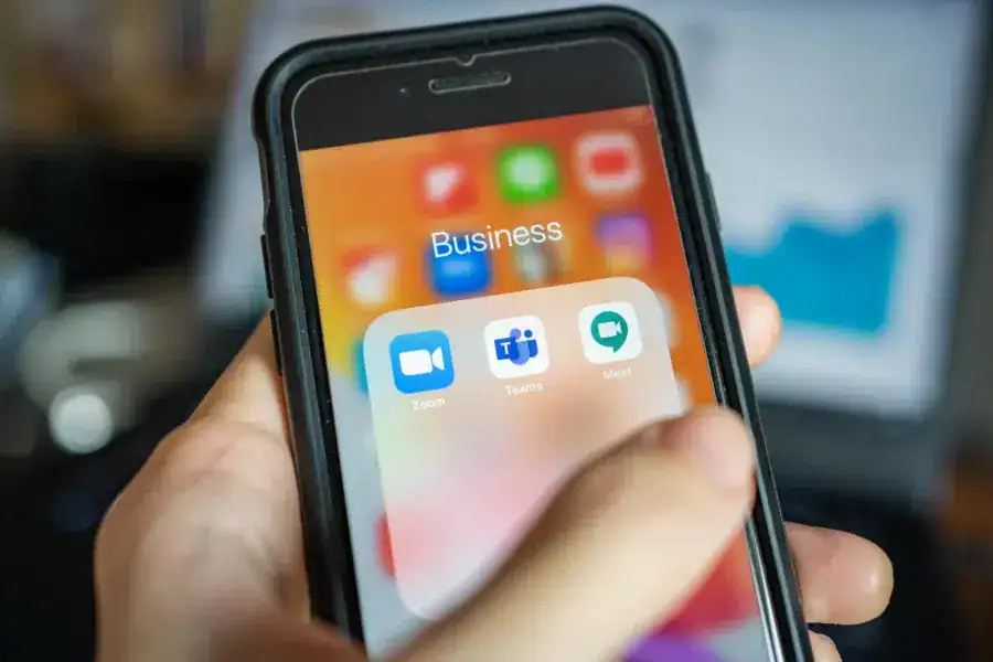 Phone showing business application section