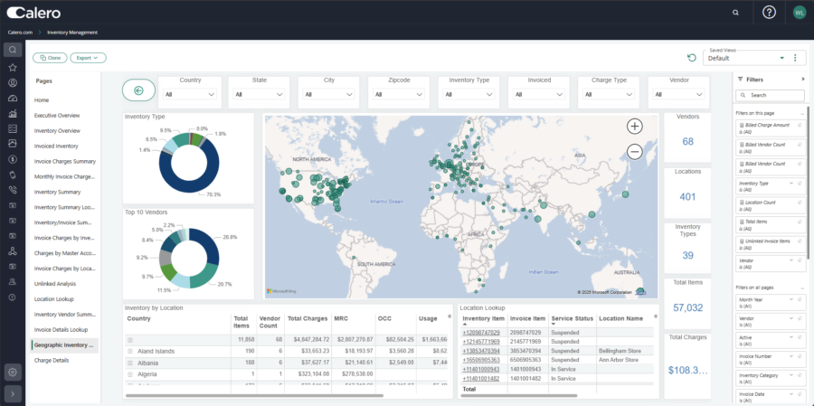 Calero.com Inventory Management Geographic Inventory Product Roadmap