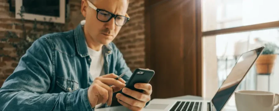 Guy checking out just released COPE program for his employees